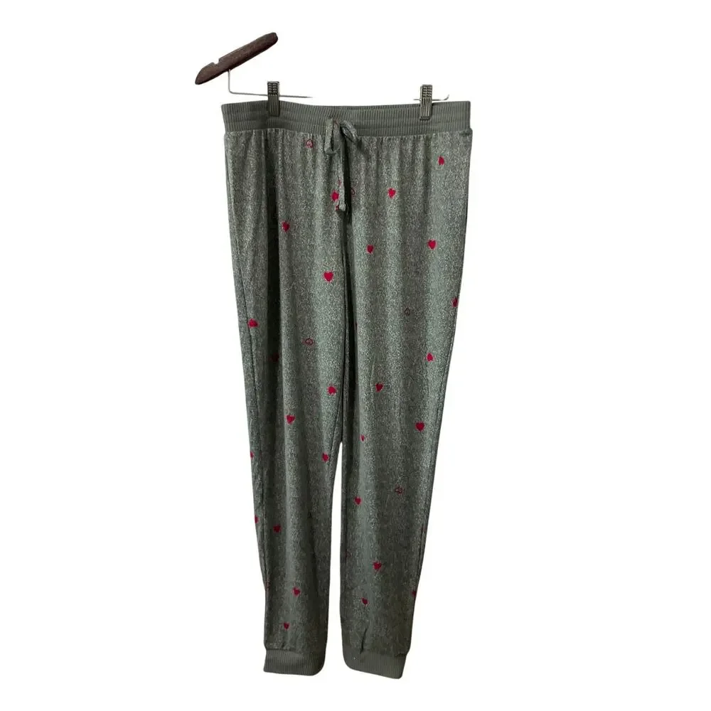 NWOT Sonoma Gray Red Heart Print Sleepwear Pajama Pants Women's Size Medium